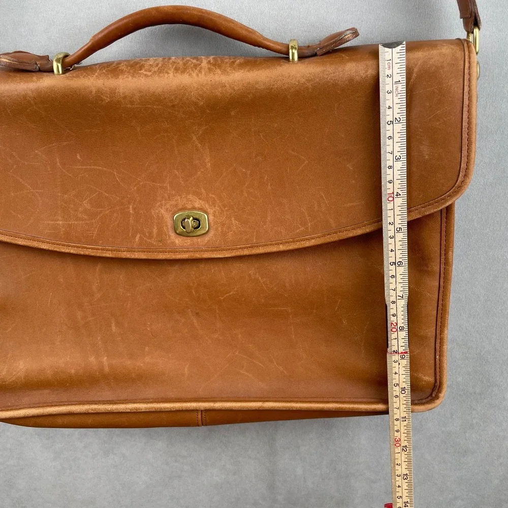 Vintage 90s Coach Lexington Briefcase British Tan Leather USA Messenger Bag 5265